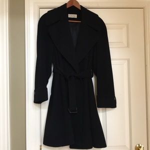 Calvin Klein Black Wool/Cashmere Trench Coat